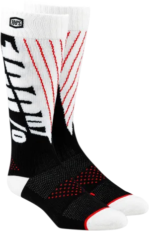 100% Torque Comfort Moto Socks - Black/White - Small/Medium 24007-011-17