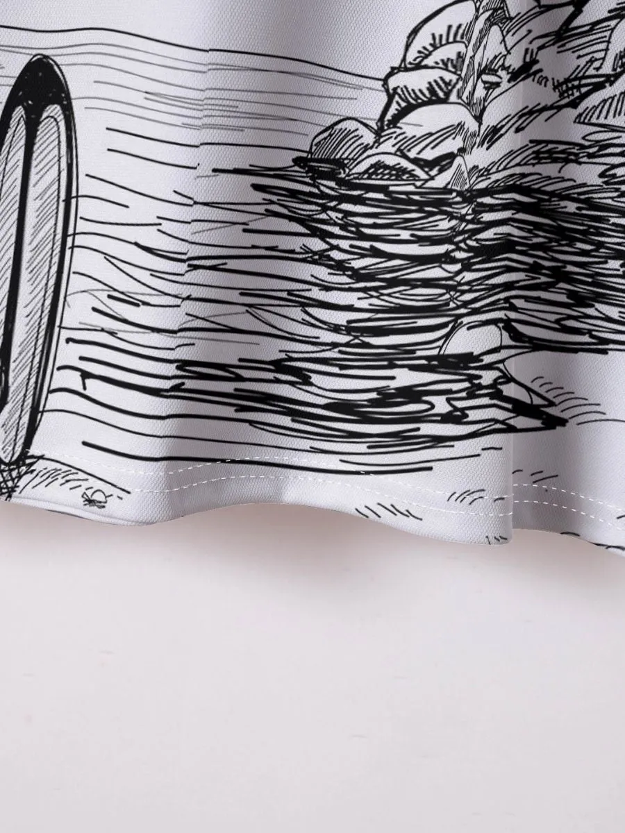 Abstract Graphic Print Polo Shirt