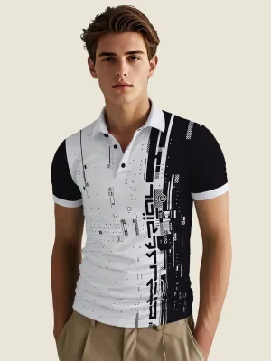 Abstract Graphic Print Polo Shirt