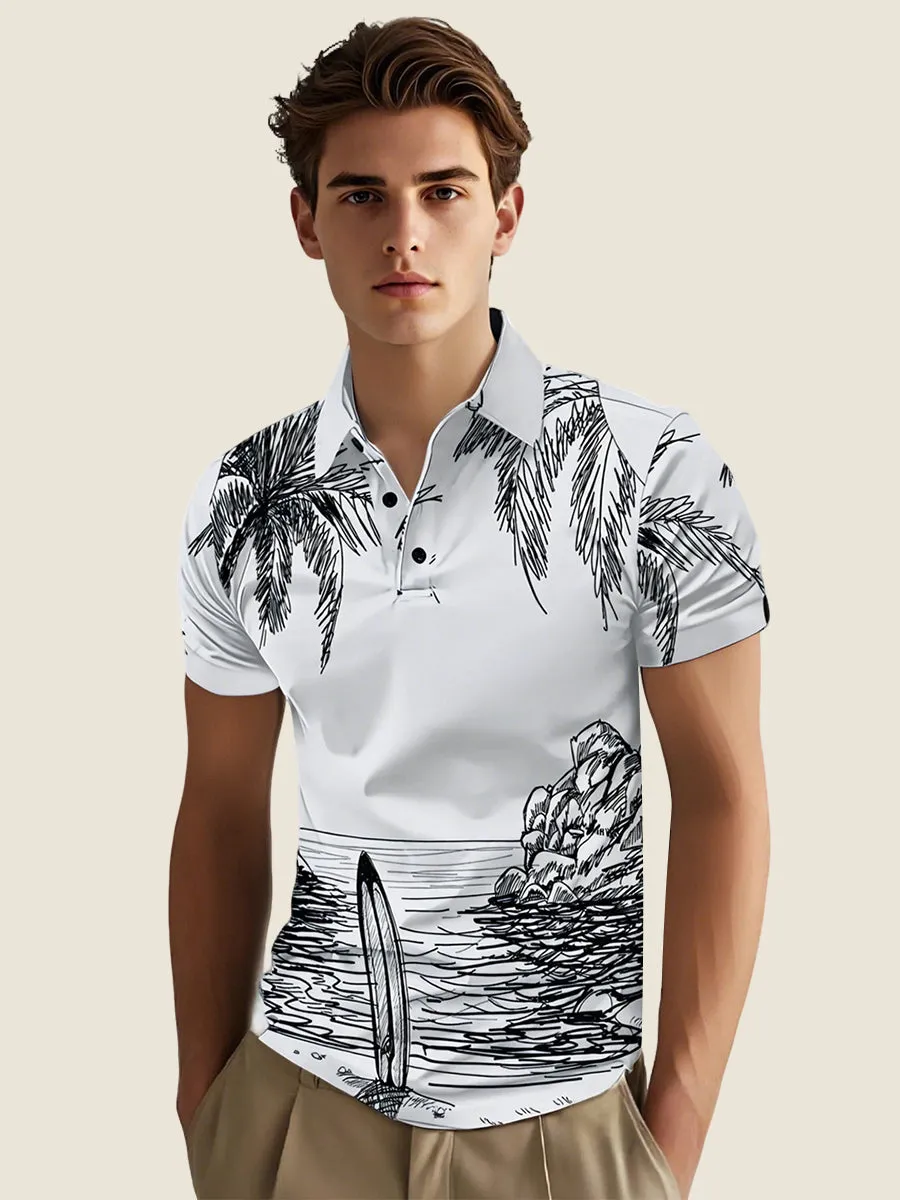 Abstract Graphic Print Polo Shirt