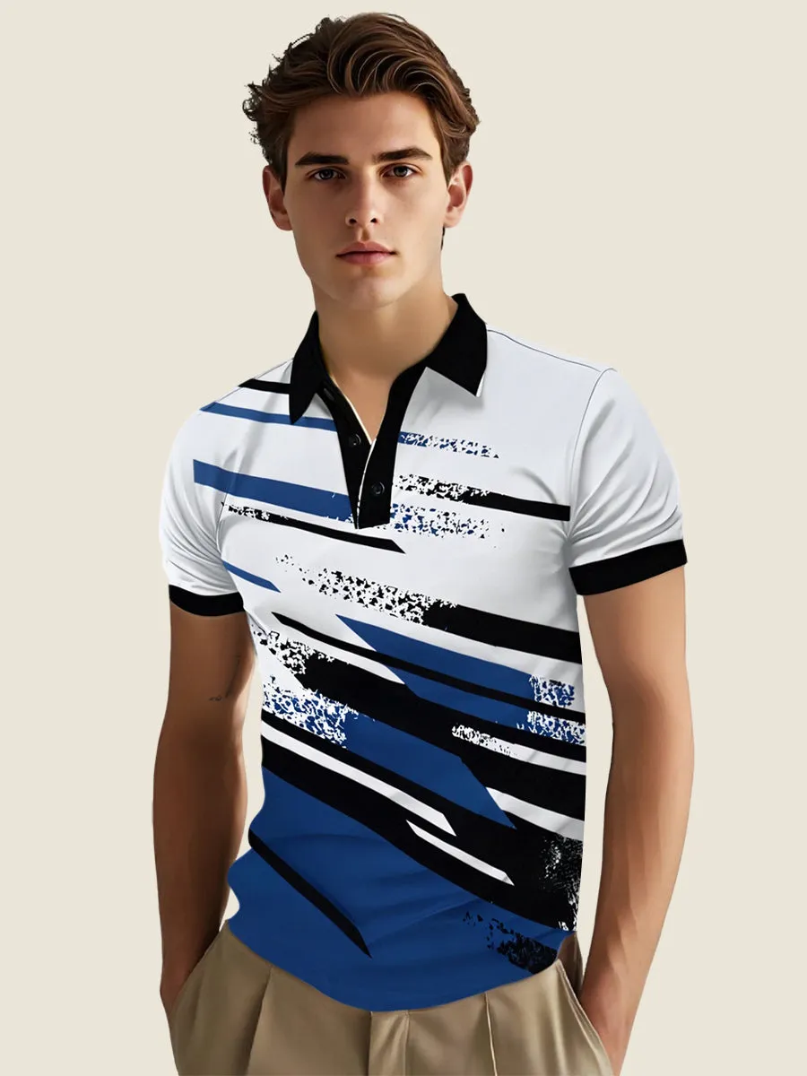 Abstract Graphic Print Polo Shirt