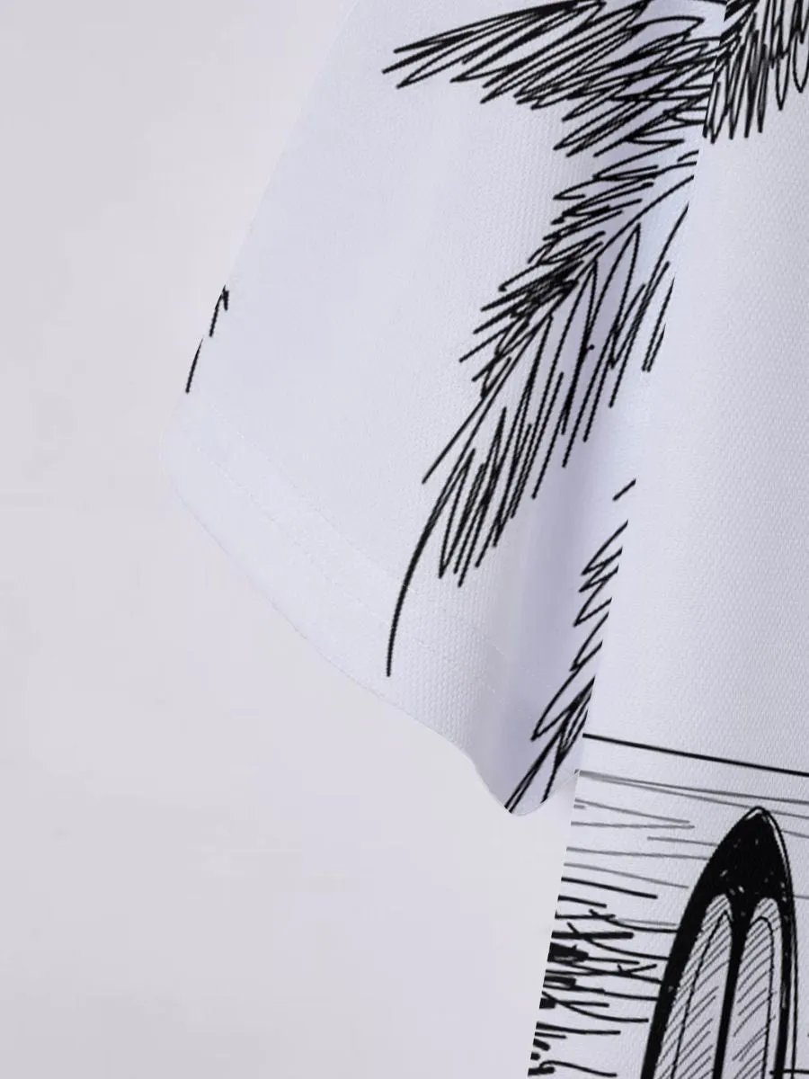 Abstract Graphic Print Polo Shirt