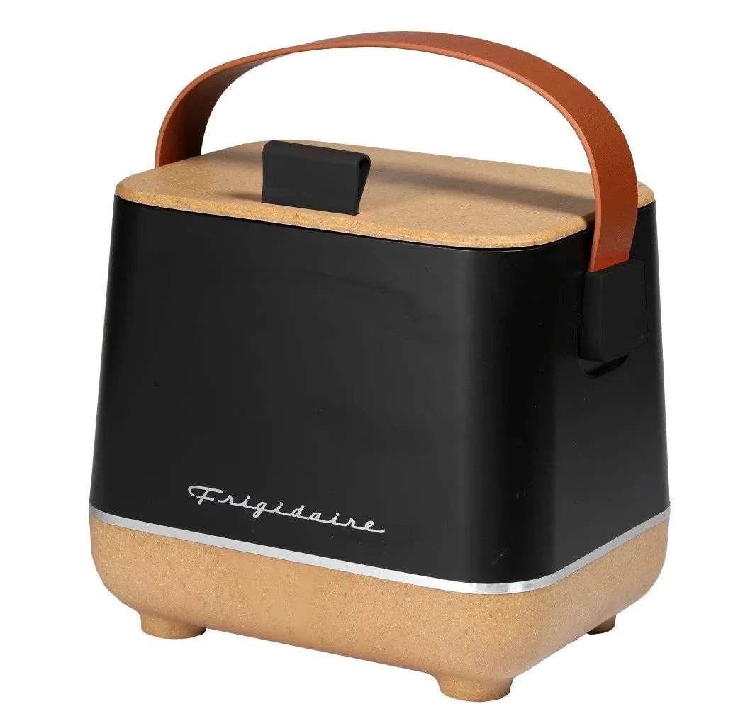 Frigidaire, Portable Top Opening Lid Insulated 6-Can Mini Personal Fridge Cooler, EFMIS310, Black