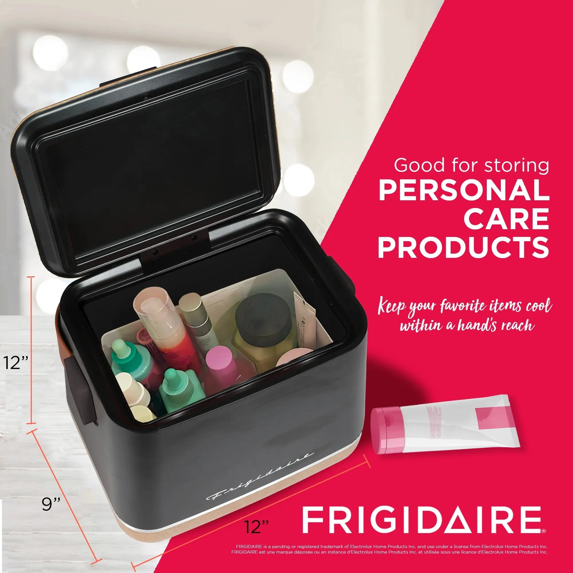 Frigidaire, Portable Top Opening Lid Insulated 6-Can Mini Personal Fridge Cooler, EFMIS310, Black