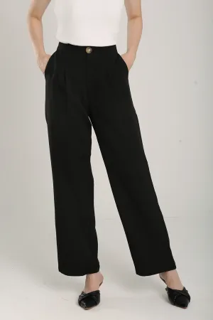 Gabriella Relaxed Fit Tailored Pants in Black