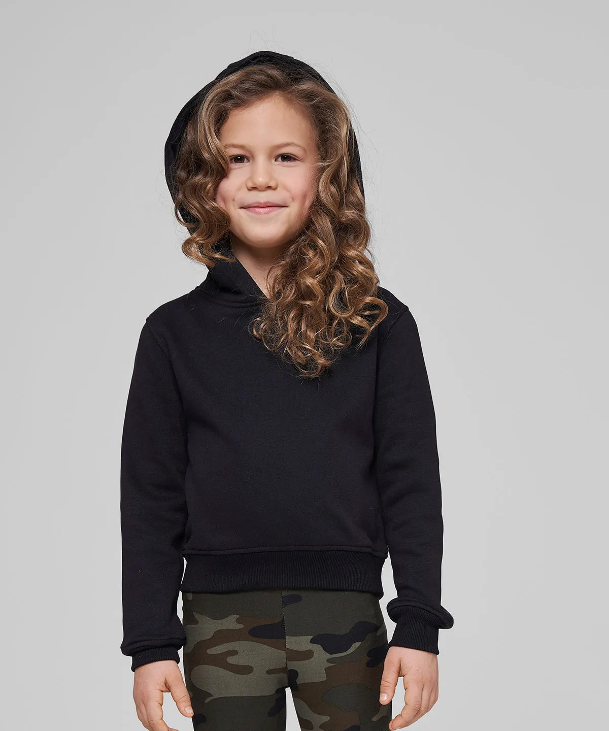 Girls cropped sweat hoodie | Black