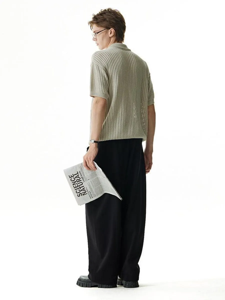 Irregular Cotton Knit Sweater-polo