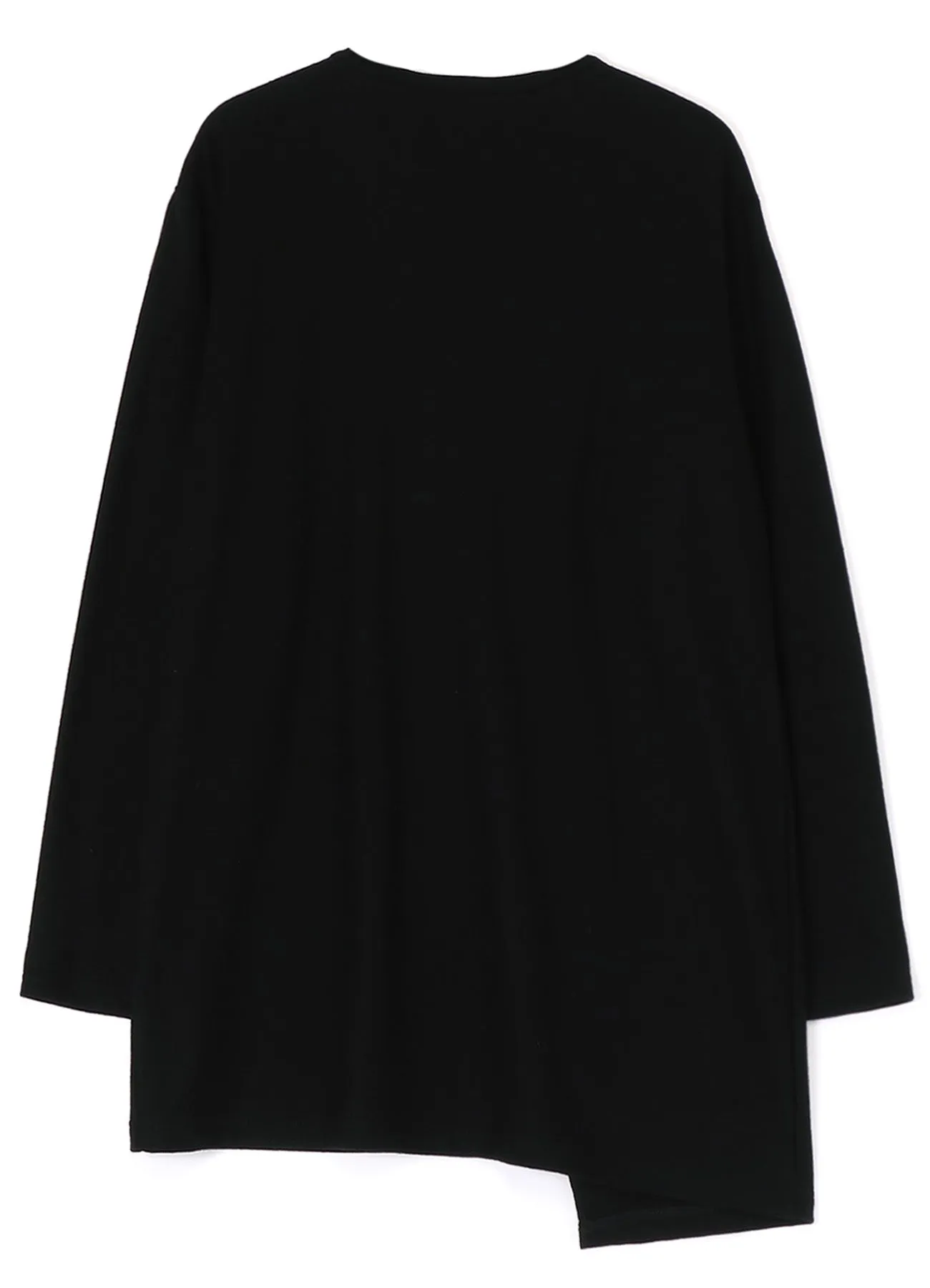 WASHABLE  PLAIN STITCH DROOPING FRONT LONG T-SHIRT