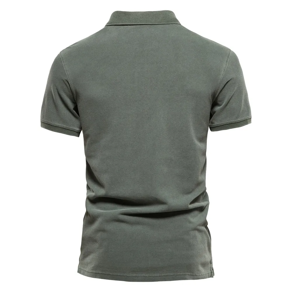 West Louis 100% Cotton Casual Short Sleeve Turndown Polo Shirt