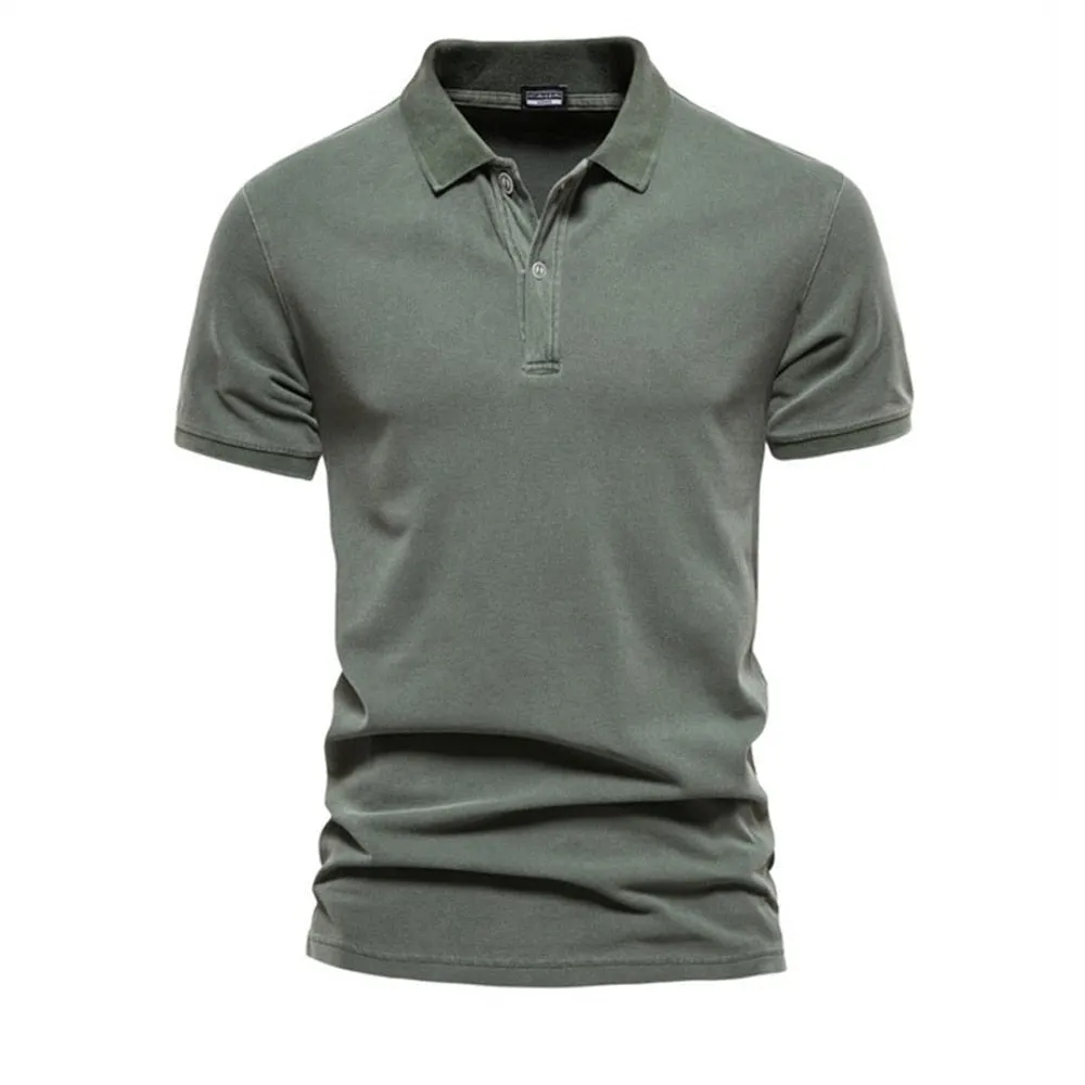 West Louis 100% Cotton Casual Short Sleeve Turndown Polo Shirt