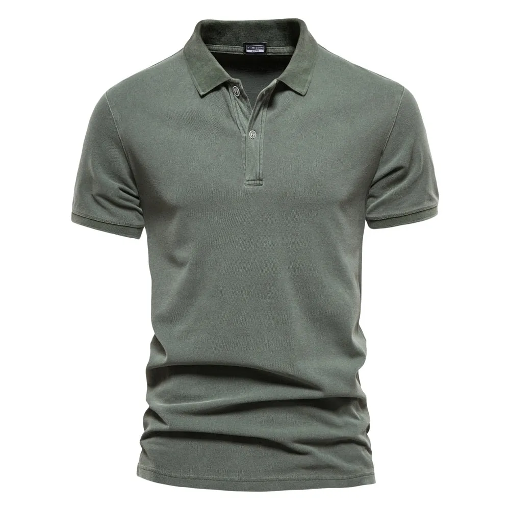 West Louis 100% Cotton Casual Short Sleeve Turndown Polo Shirt