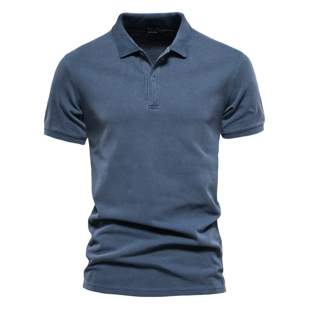 West Louis 100% Cotton Casual Short Sleeve Turndown Polo Shirt