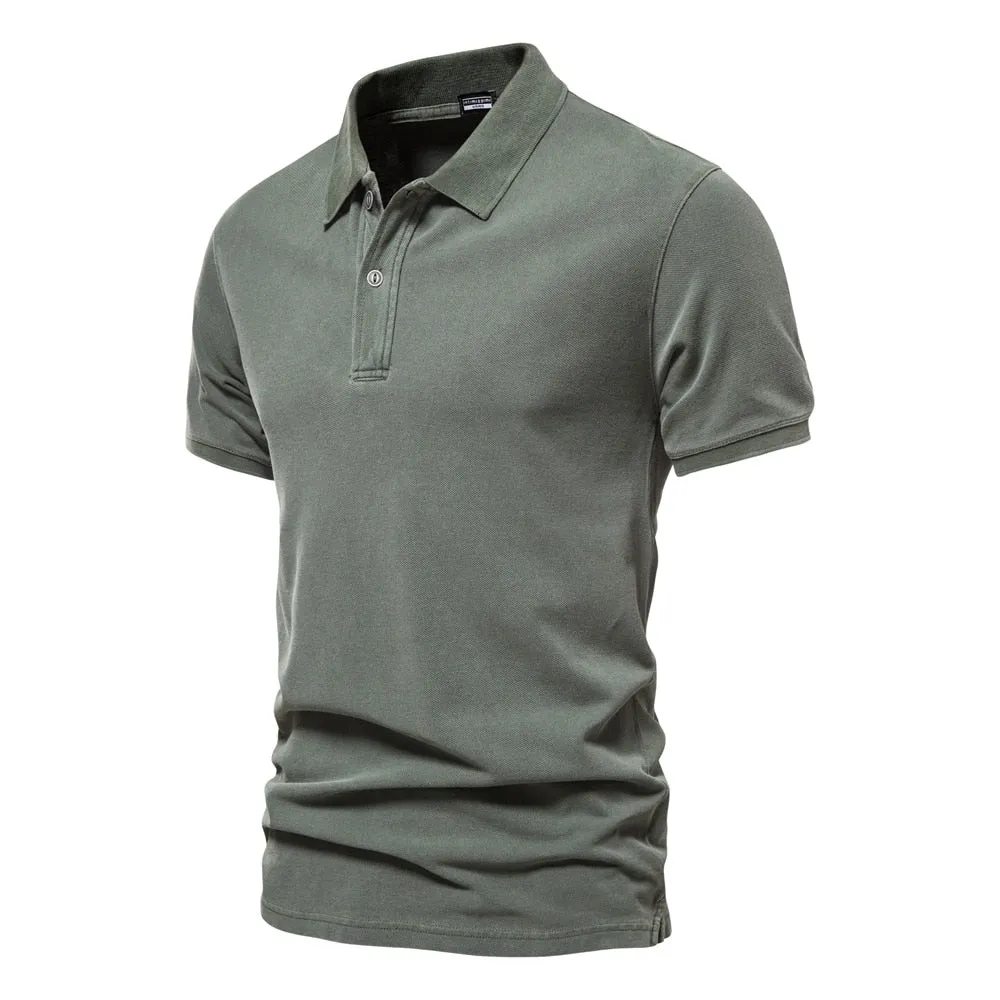 West Louis 100% Cotton Casual Short Sleeve Turndown Polo Shirt