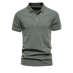 West Louis 100% Cotton Casual Short Sleeve Turndown Polo Shirt