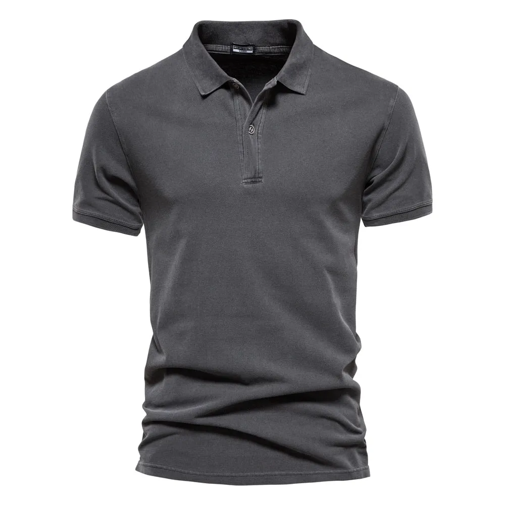 West Louis 100% Cotton Casual Short Sleeve Turndown Polo Shirt