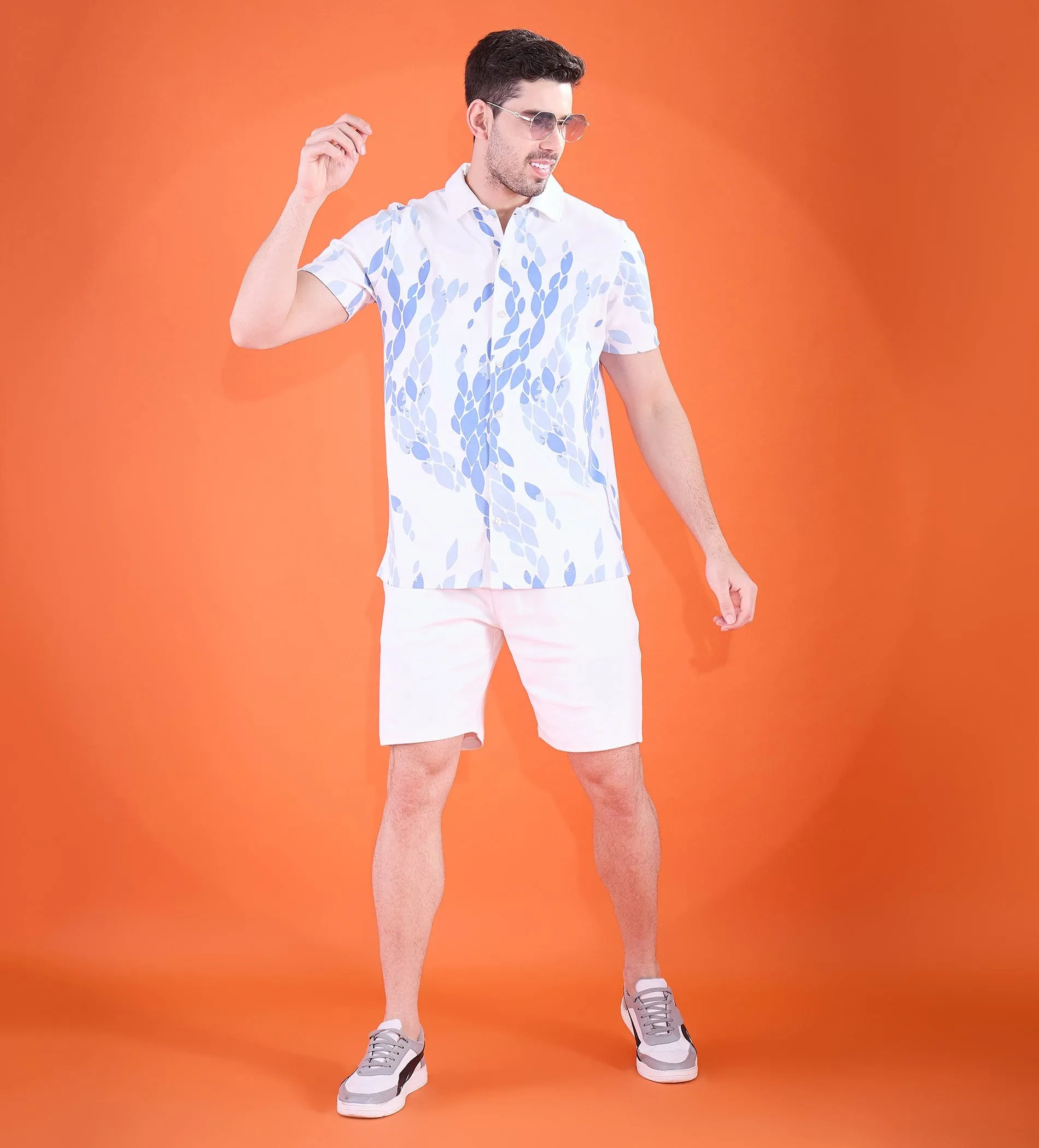 White Aquatic Elegance Shorts For Men