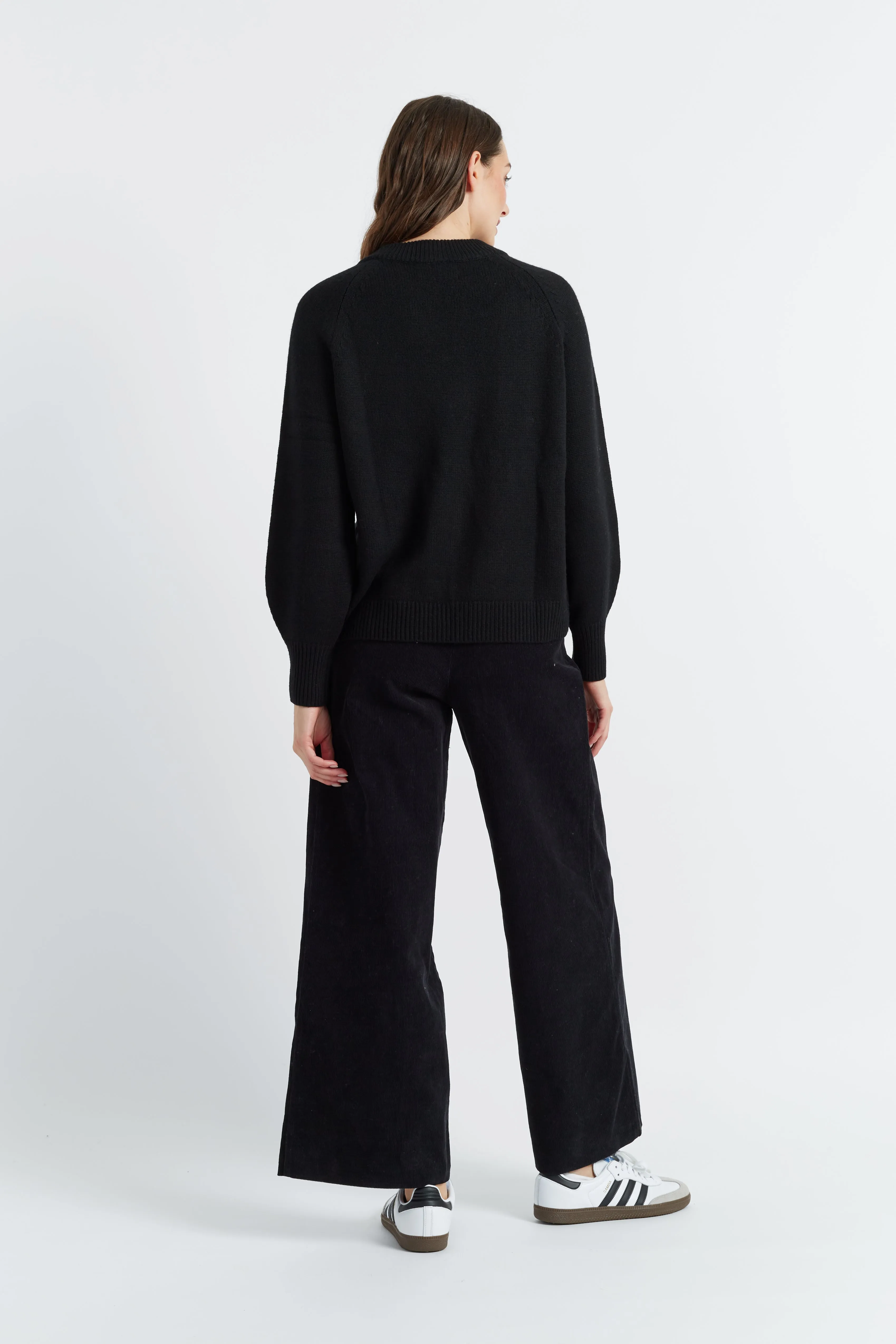 Womens Sweater Chinti And Parker Black Wool-Cashmere Saddle Sleeve Size XS-3L