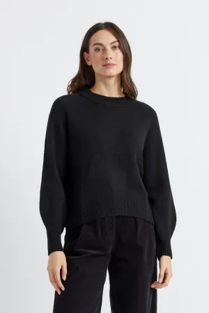 Womens Sweater Chinti And Parker Black Wool-Cashmere Saddle Sleeve Size XS-3L