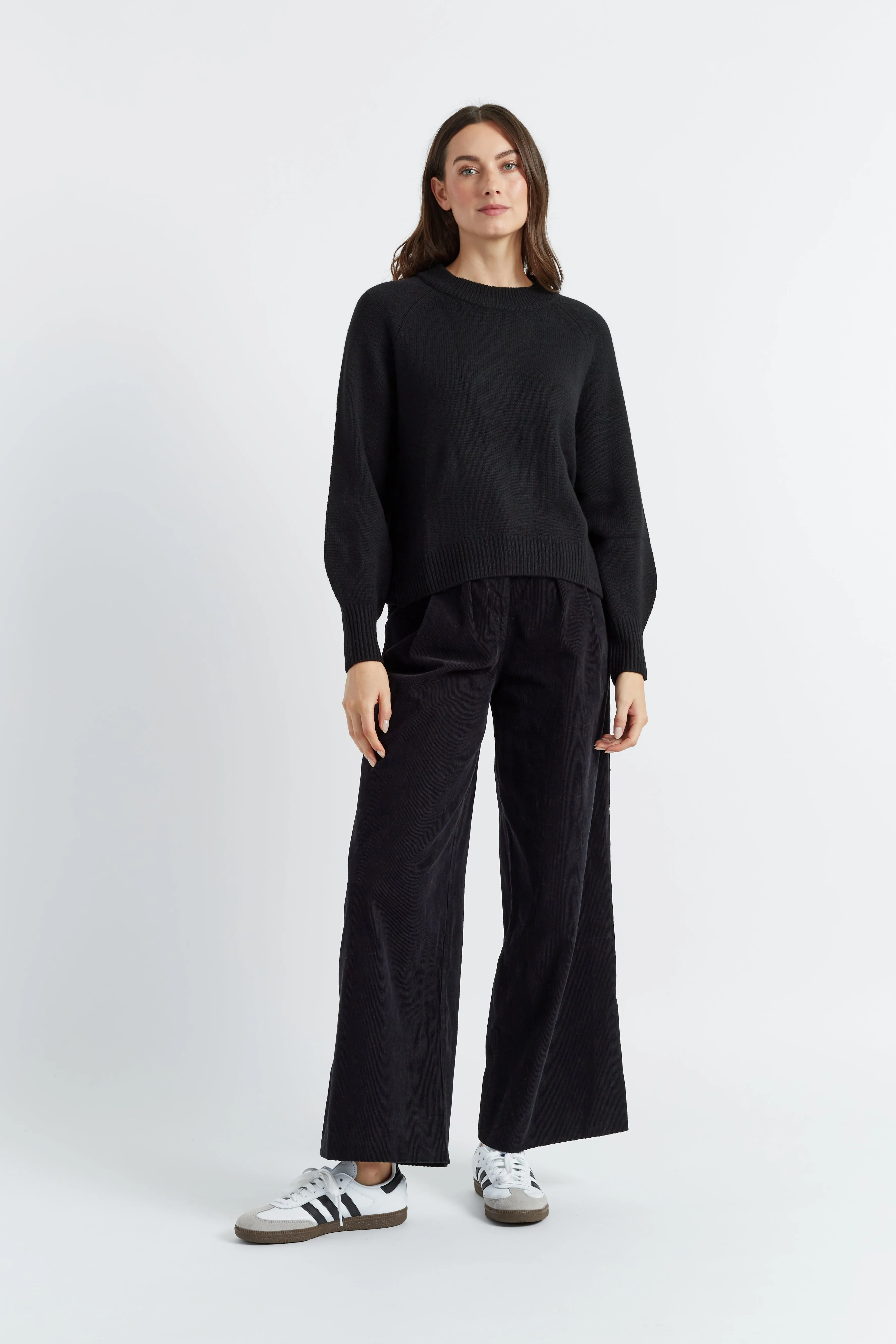 Womens Sweater Chinti And Parker Black Wool-Cashmere Saddle Sleeve Size XS-3L