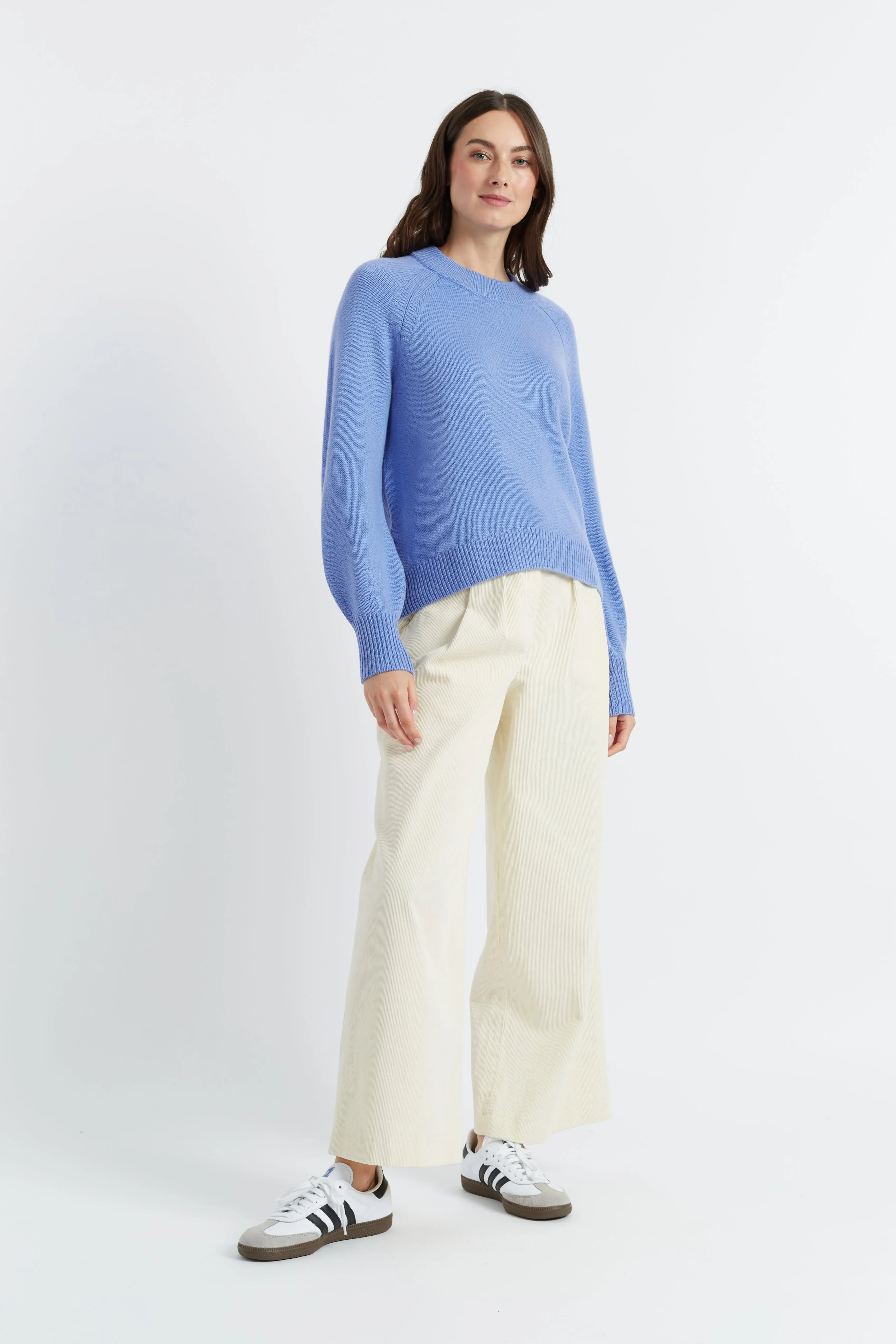 Women's Sweater Chinti And Parker Powder-Blue Wool-Cashmere Saddle Sleeve Size XS-3L