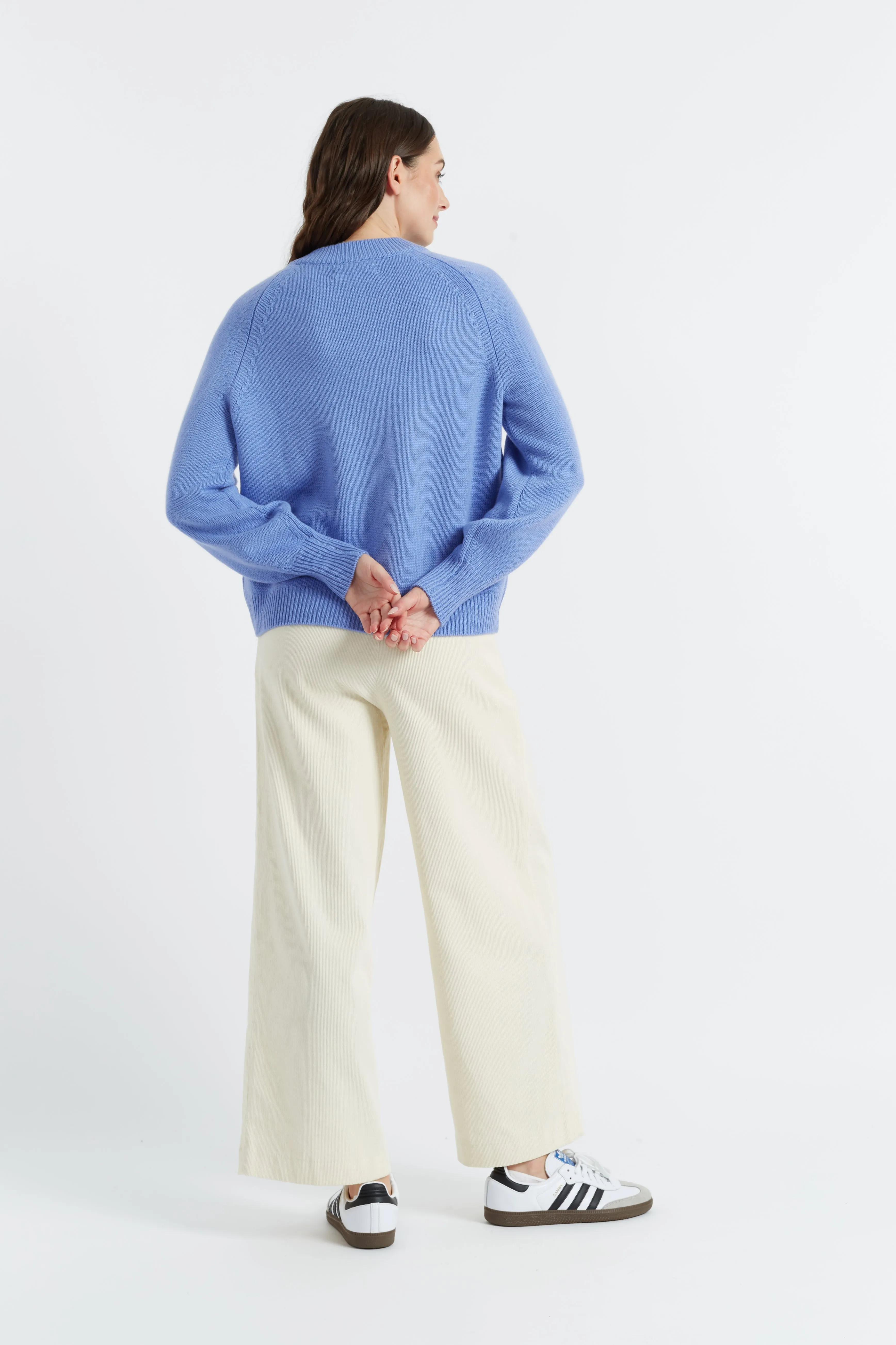 Women's Sweater Chinti And Parker Powder-Blue Wool-Cashmere Saddle Sleeve Size XS-3L